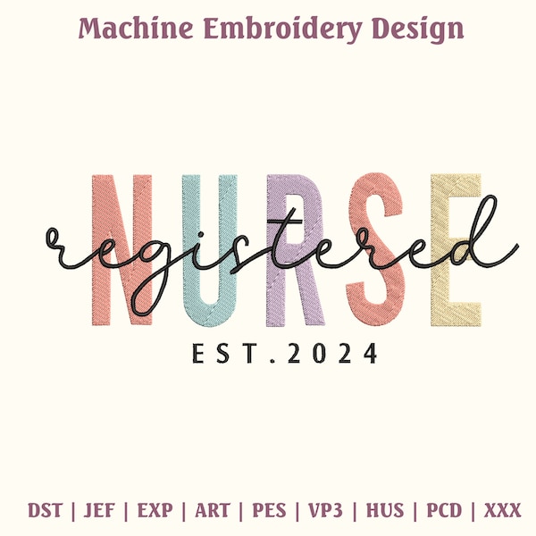 Registered Nurse Embroidery Design, RN Nurse Embroidery Design, Gifts For ER Nurse, Nurse Embroidery Design