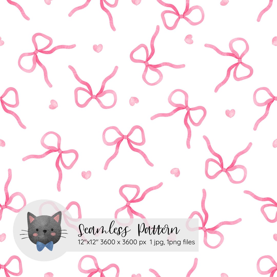Pink Coquette Ribbon Bow Seamless Pattern Preppy Girly Bow Aesthetic ...