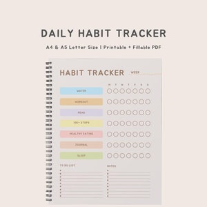 Habit Tracker Printable| Minimal Printable Daily Habit Tracker | Printable and Digital| A4, A5 Lette| PDF Printable| Instant Download