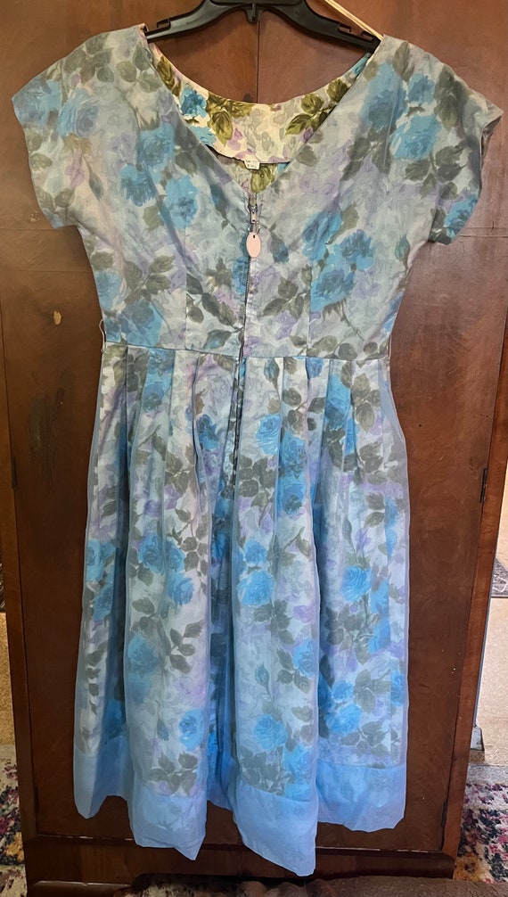 Vintage blue floral spring dress - image 2