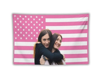 Custom Pink American Flag Tapestry, Personalized Pink Flag, Custom Flag with Photo, Personalized Flag, Funny Flags for Dorm, Home Decor