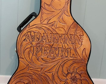 Western Custom Tooled Leather Guitar Case | One Of A Kind Design On Hard Sided Case | Musician Gift | Nashville Country Music