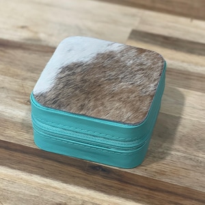 Authentic Cowhide Leather Jewelry Box | Western Gift | Turquoise Holder