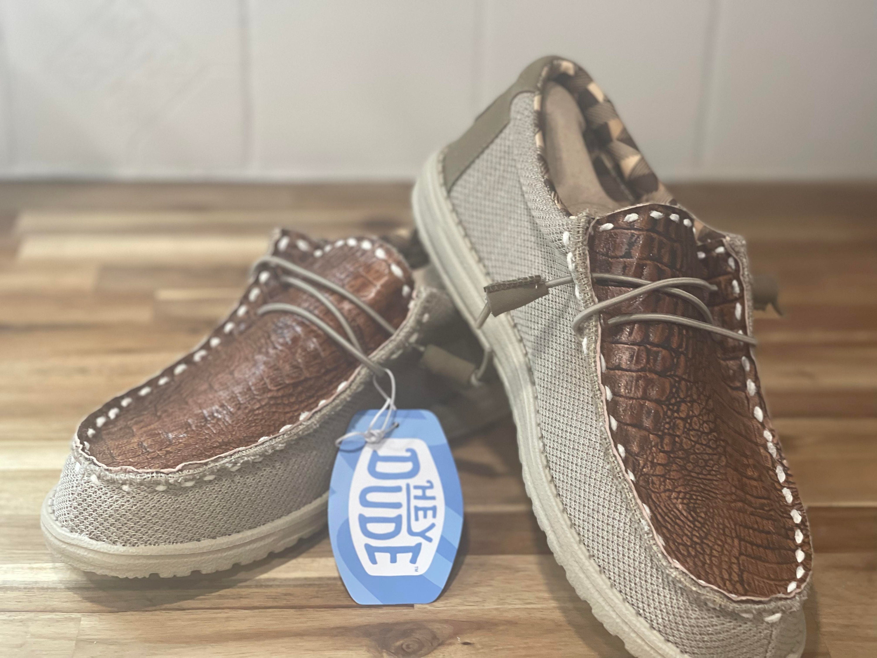 Custom Alligator Leather on Authentic Hey Dude Shoes Western