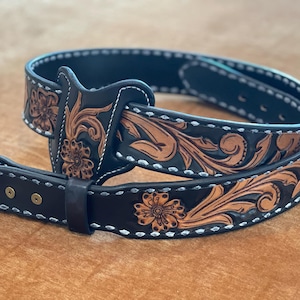 Cinturón de cuero occidental hecho a mano a medida / Funda de cuchillo / Regalo para hombre con costuras a la altura de los tobillos