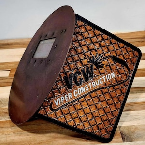 Western Custom Tooled Leather Sarge&#39;s Pancake Welding Hood | One Of A Kind Design For Pipeliner