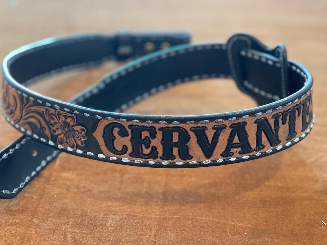 Men's Raw Stitch Tooled Leather Belt