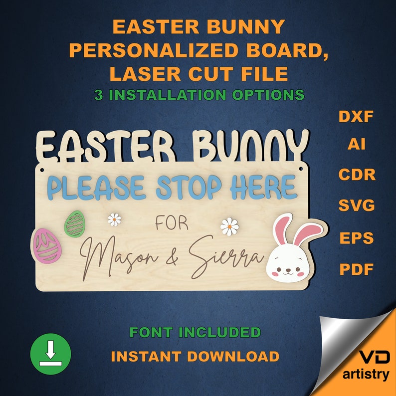 Easter Bunny Board Laser Cut File Glowforge Easter Svg DXF SVG Cricut ...