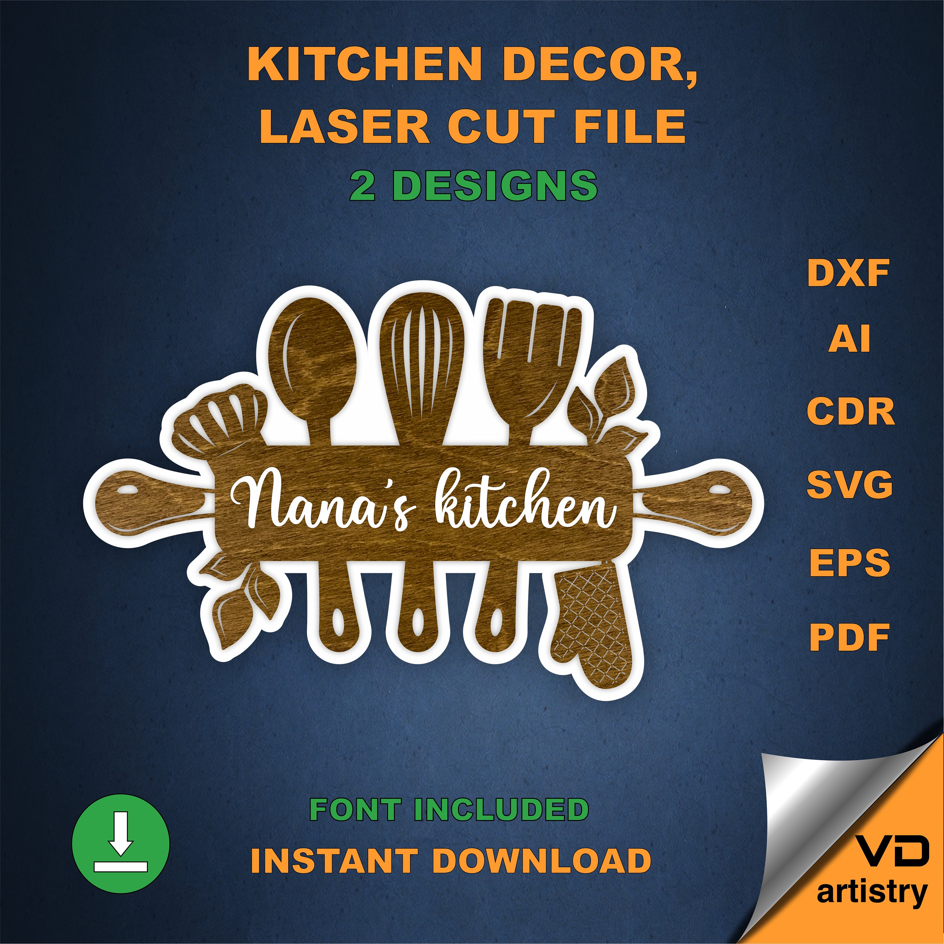 Cnc Sign Files Kitchen Sign SVG Dxf File for Laser CNC SVG Plan Laser Cut File ...