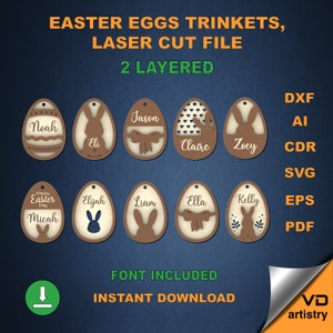 Easter Eggs Trinkets  Laser Cut File Glowforge Easter Svg DXF SVG Cricut Cut File Laser Cut Easter Decor Vector Cnc Files