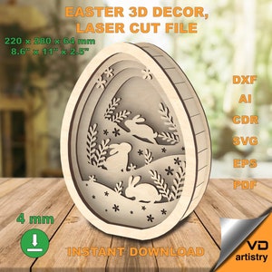 Laserschnitt Dateien OSTERN Digitaler Download Ostern Dxf Ostern Laser Cut Floral Hase multilayer Frohe Ostern Ausschnitt Kaninchen Laserschnitt