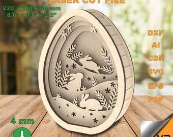 Laserschnitt Dateien OSTERN Digitaler Download Ostern Dxf Ostern Laser Cut Floral Hase multilayer Frohe Ostern Ausschnitt Kaninchen Laserschnitt