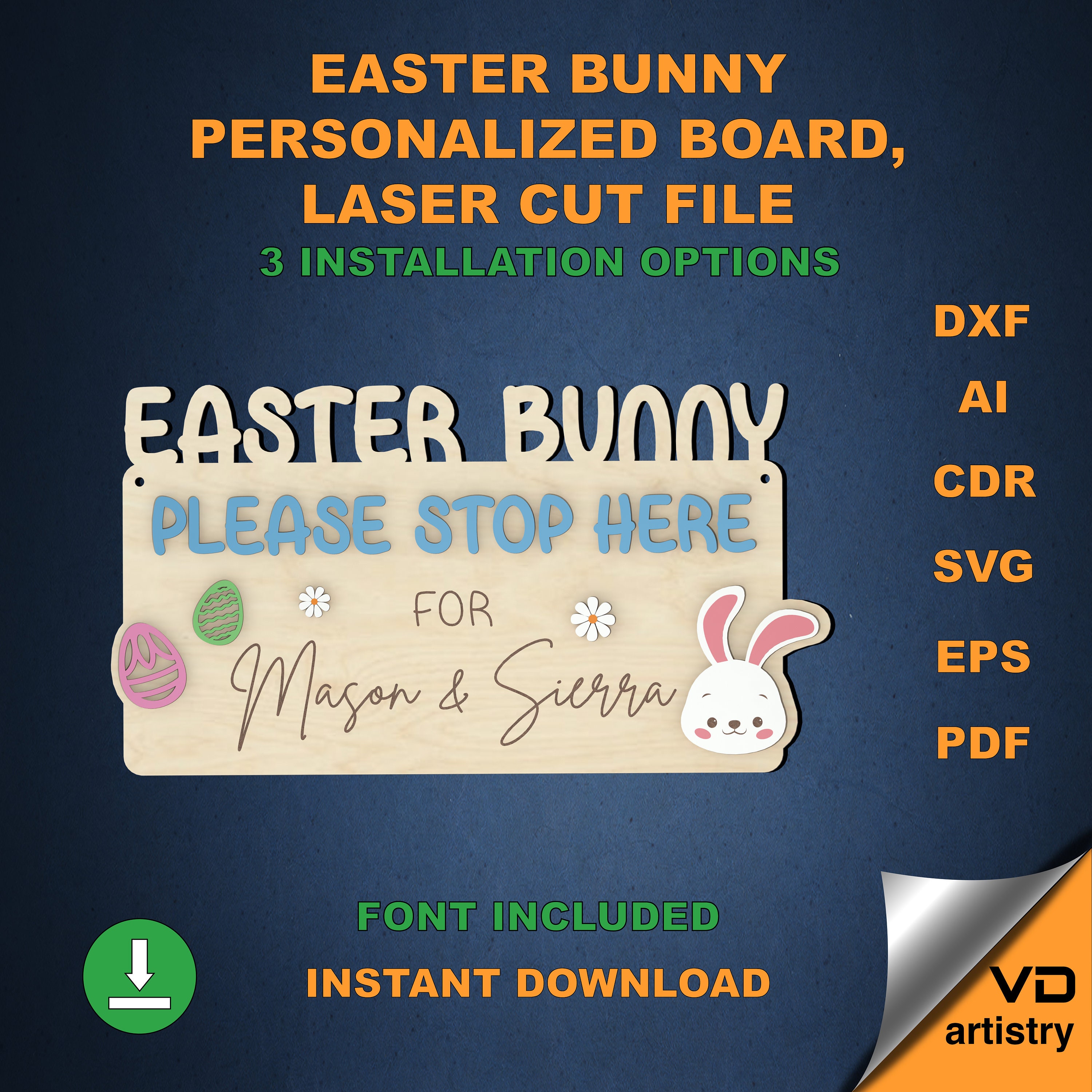 Easter Bunny Board Laser Cut File Glowforge Easter Svg DXF SVG Cricut ...