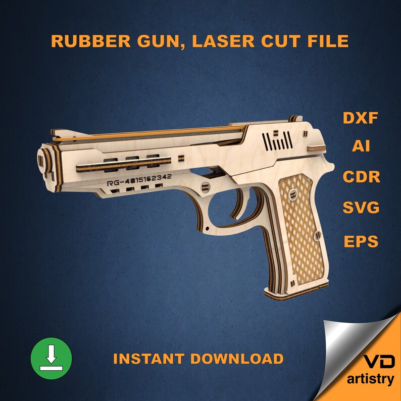 Rubber Gun Dxf File for Laser CNC SVG Plan Laser Cut File Wooden Gun Etsy
