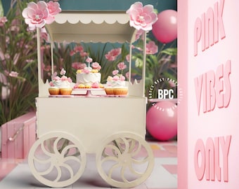 Candy Cart, 4 wheels, Wedding and Birthday decorations, Party Cart, Vendor Display