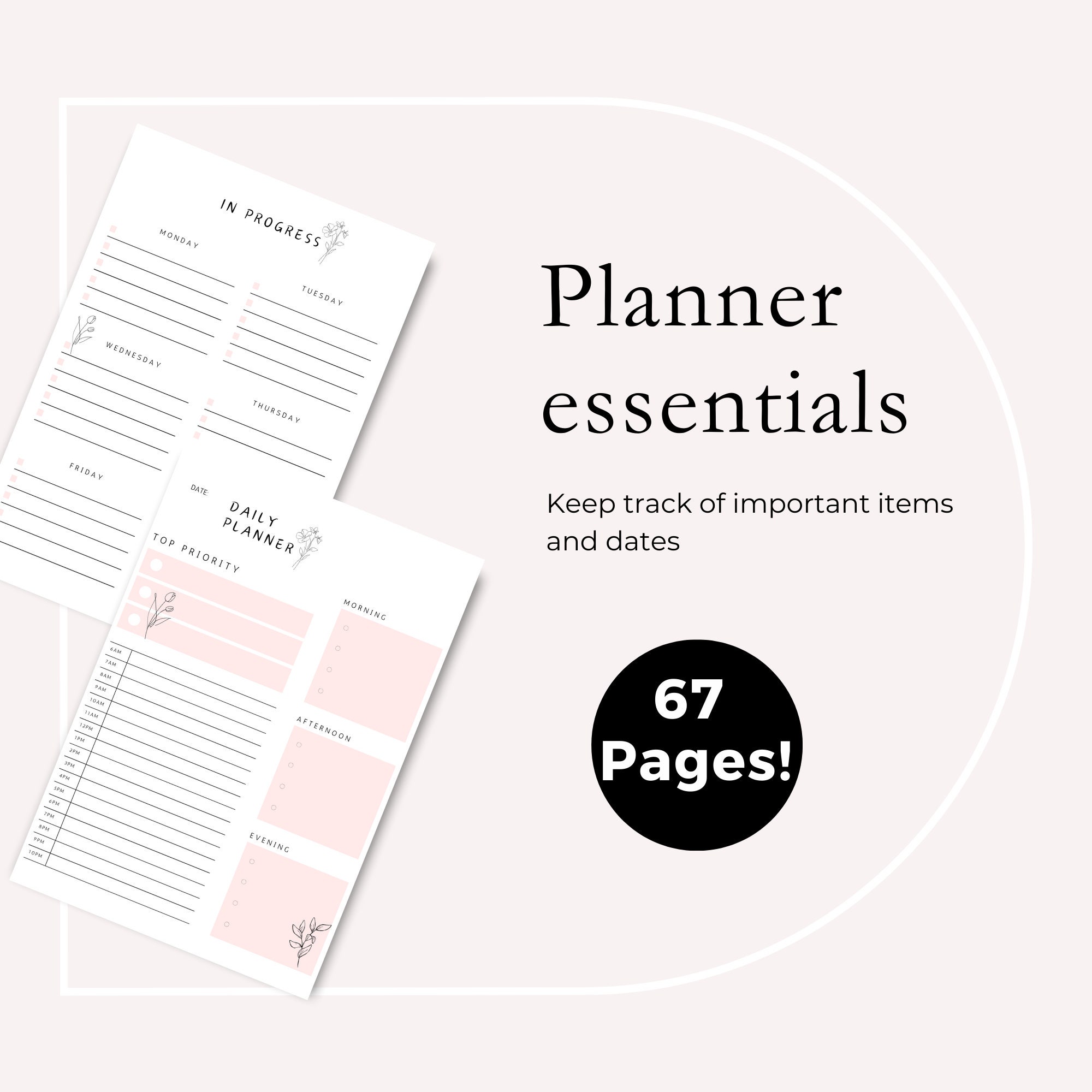 20242025 Minimalist Flower Printable Planner Instant Download Digital Download Planner Set Pdf