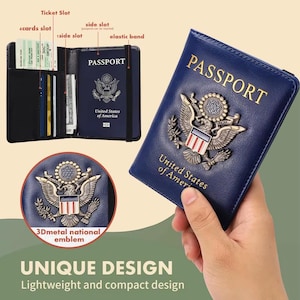 Capa para passaporte, capa exclusiva para EUA, capa para passaporte RFID, capa para passaporte dos EUA, capa protetora de couro à prova d'água, compartimento para cartão