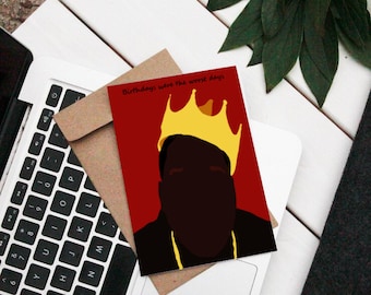 Notorious BIG Birthday Card, Biggie Smalls Printable, Rap Birthday Card, Hip Hop Greeting Card, Funny Rapper Gift, Instant Download