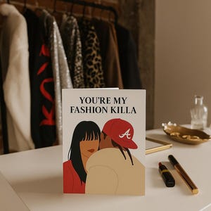 Biglietto d'auguri Fashion Killa / Biglietto d'auguri stampabile per anniversario / Biglietto di coppia vettoriale / Biglietto d'amore in formato A4 da scaricare / Arte romantica digitale