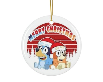 Kinder Weihnachten Kreis Keramik Ornament - Stocking Stuffer
