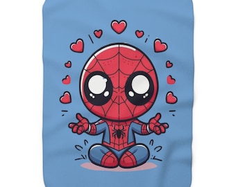 Manta de sherpa con el logo de Spider-Man para bebé - Decoración para dormitorio de niños
