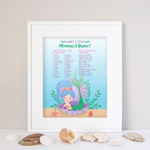 Mermaid Name Sign, Mermaid Name Game, Mermaid Game, Mermaid Birthday Party, Kids Mermaid Game, Party Game, Mermaid Decor, Under the Sea Art