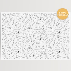 Large Dinosaur Coloring Poster, Printable Dinosaur Coloring Page, Coloring Tablecloth, Giant Dinosaur Coloring Banner, Kids Coloring Poster