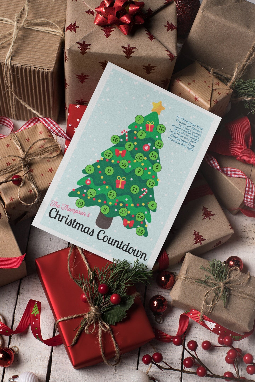 Tree Countdown Poster Christmas Tree Countdown, Digital Download, Holiday Family Fun ...
