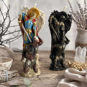 Ritual-Bienenwachskerze Erzengel Michael – Handgefertigte heilige Michael Kerze für Altardekoration, Reinigung und Energieabschirmung