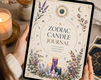 The Illustrated Zodiac Candle Rituals – Printable PDF Book for Astrology Lovers, Digital Download, Printable Witchcraft Workbook