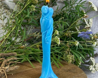 Blue Candle Stella of Love - Set of 3 Romantic Taper Candles for Elegant Decor and Spiritual Rituals