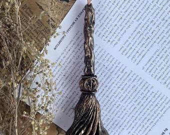 Magic Broom Candle for Rituals - Handcrafted Beeswax Spiritual Tool