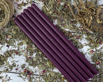 Set of 12 Purple Beeswax Ritual Candles 27 cm – Handmade Present for Third Eye Activation, Altar Decor, and Spiritual Growth