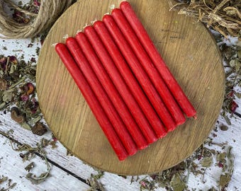 Red Beeswax Candles 12cm (set of 25) for Passion, Sensual Energy and Love Magic - Handmade Ritual Spell Supplies