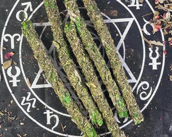 Money Attraction Twisted Candle Set of 3 – Herbal Beeswax Candle with Sage and Basil for Altar Decor and Wealth Spells