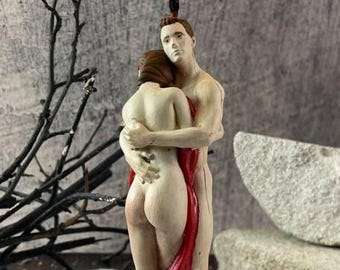 Fire of Intimacy Ritual Beeswax Candle - Couple Body Candle, Romantic Art Decor, Lovers Sculpture Candle