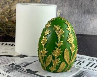 Spring Egg with Ornamental Pattern Silicone Candle Mold - Easter Wax Mold for Handmade Presents
