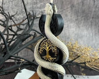 Serpent and Tree of Life Black Ritual Candle – Wax Totem for Wisdom and Rebirth, Two-Headed Snake Candle for Unique Gift Idea