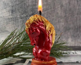 Fire Horse Candle 2026 - Handcrafted Red Candle Symbol of Strength, Luck & New Year Decor Gift
