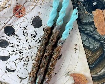 Set of 3 Twisted Herbal Ritual Candles for Healing Energy, Cleansing, Relaxation and Balance
