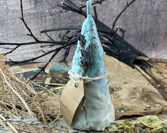 Blue Ritual Candle for Emotional Healing – Cooling the Heart Spell Candle with Herbs