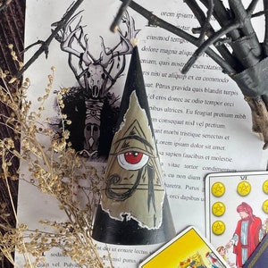 All-Seeing Eye Black Beeswax Candle for Rituals and Spiritual Growth