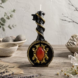 Key of Fortune Black Ritual Candle - Symbolic Wax Talisman for Luck, Protection Spell and Altar Decor