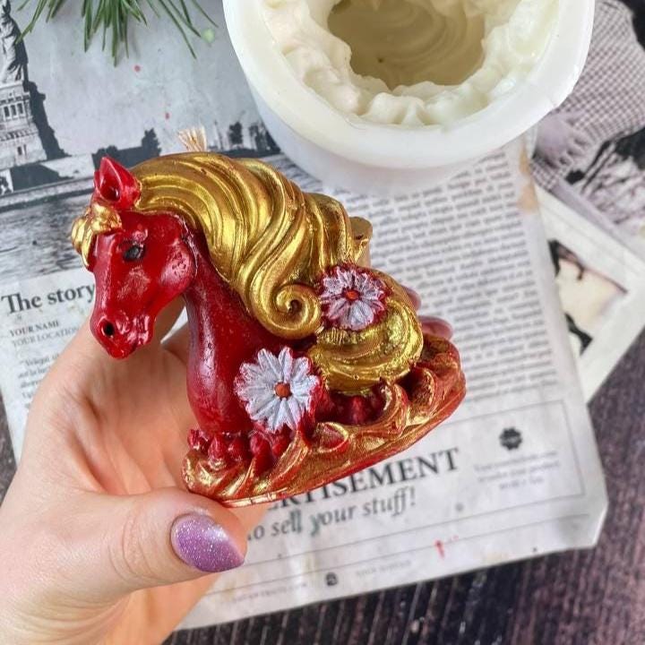 Stampo In Silicone Per Candele A Forma Di Testa Di Cavallo 3D – 12x10x10 Cm, Fai Da Te, Per Saponi E Decorazioni