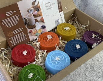 Juego de 7 velas de chakras: velas de chakras para meditación y equilibrio, y decoración de altar de yoga.