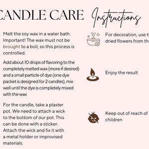 Instruction sheet with tools and accessories styled next to lit candle