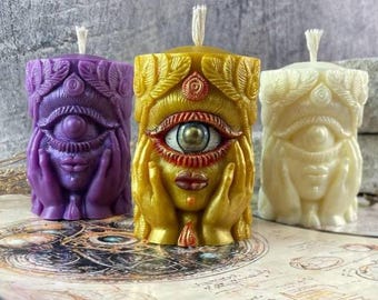 Oracle Eye Ritual Candle – Mystical Third Eye Wax Candle for Altar Decor and Meditation