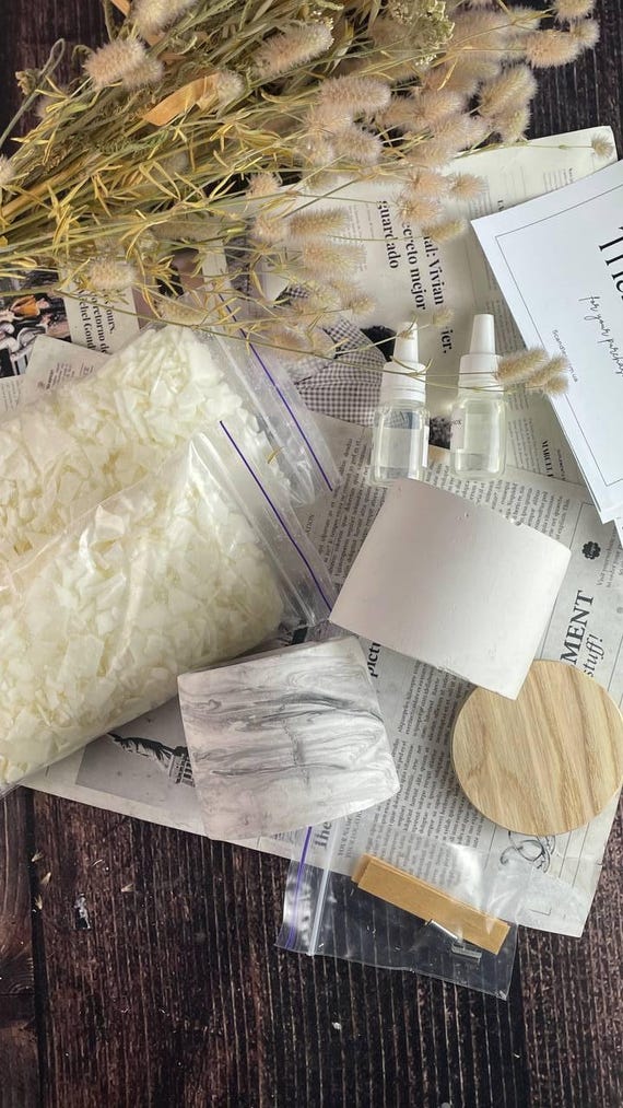 DIY Soy Wax Candle Making Kit: Marble Jars, Wooden Wicks, Essential Oils