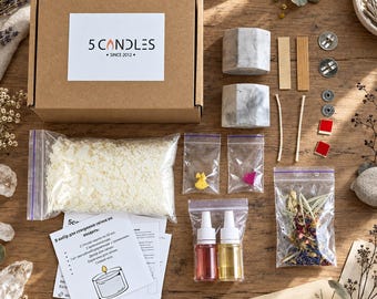 DIY Kit, Candle Making Kit  - size M, Adult Craft Supply Kit, with Soy Wax, Diy Candles