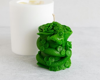 Silicone Candle Mold Snake with Dollar - Symbol of Wealth and Prosperity, 3D Flexible Mold for Beeswax Candles